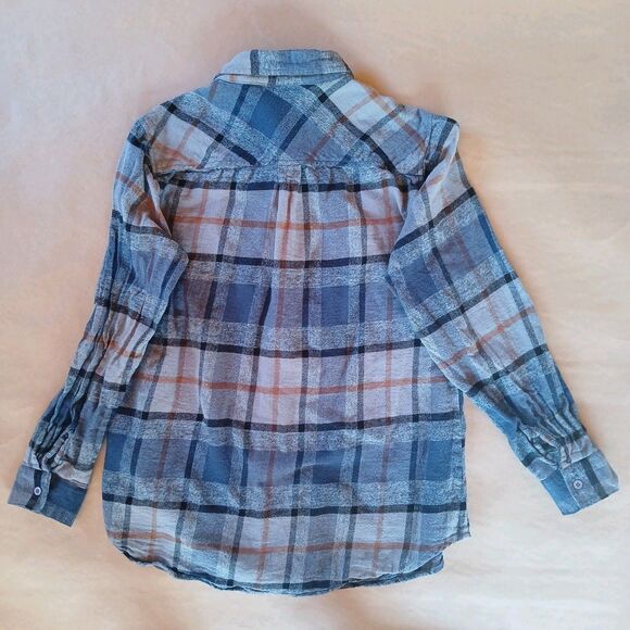 Keren Hart Flannel Button Up Shirt Long Sleeve Plaid 100% Cotton Gray L Country - Picture 2 of 8